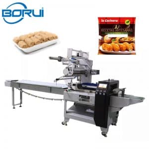 Flow wrap machine for hamburger sandwich food with tray