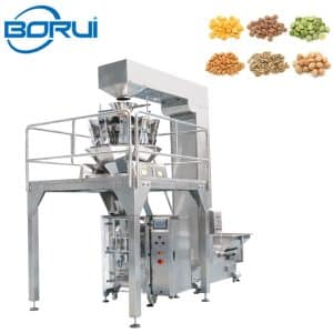 Vertical packaging machine with multiple heads weigher